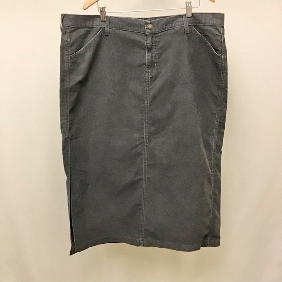 Levi’s 20W Corduroy Y2K Vintage Maxi Skirt Gray Pockets Logo 43” Waist - Picture 4 of 14